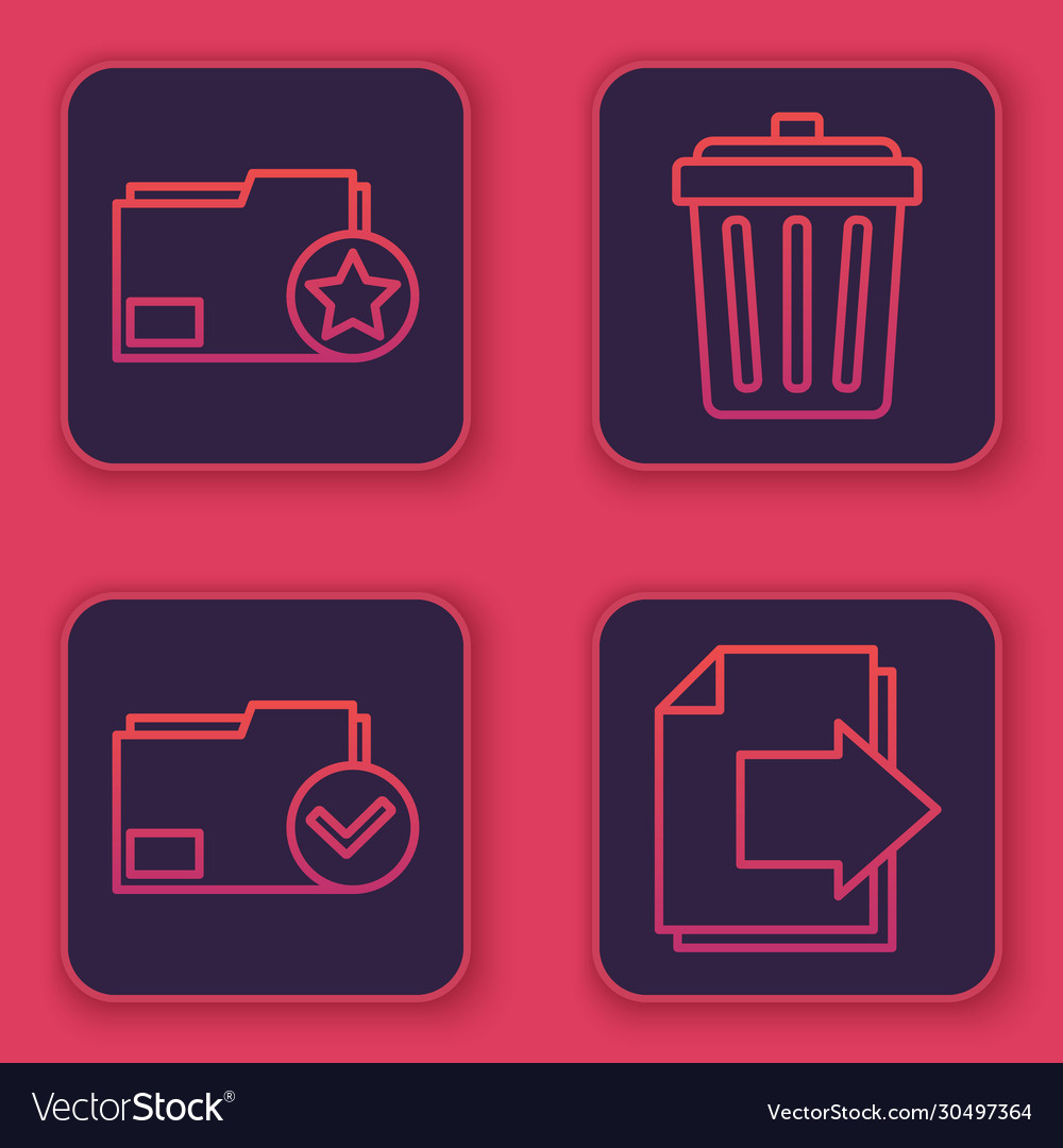 Set line document folder with star vector image Set line document folder with star