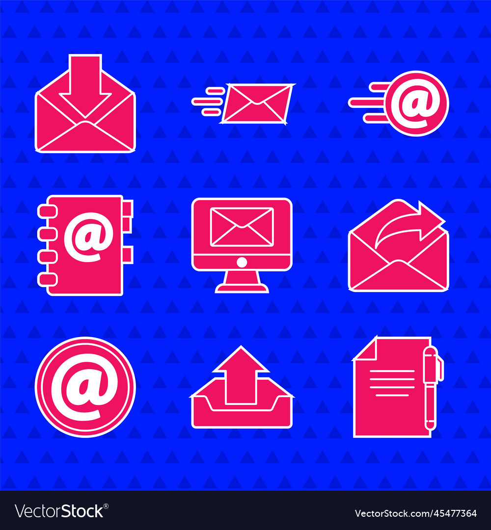 Set monitor and envelope upload inbox document vector image Set monitor and envelope upload inbox document