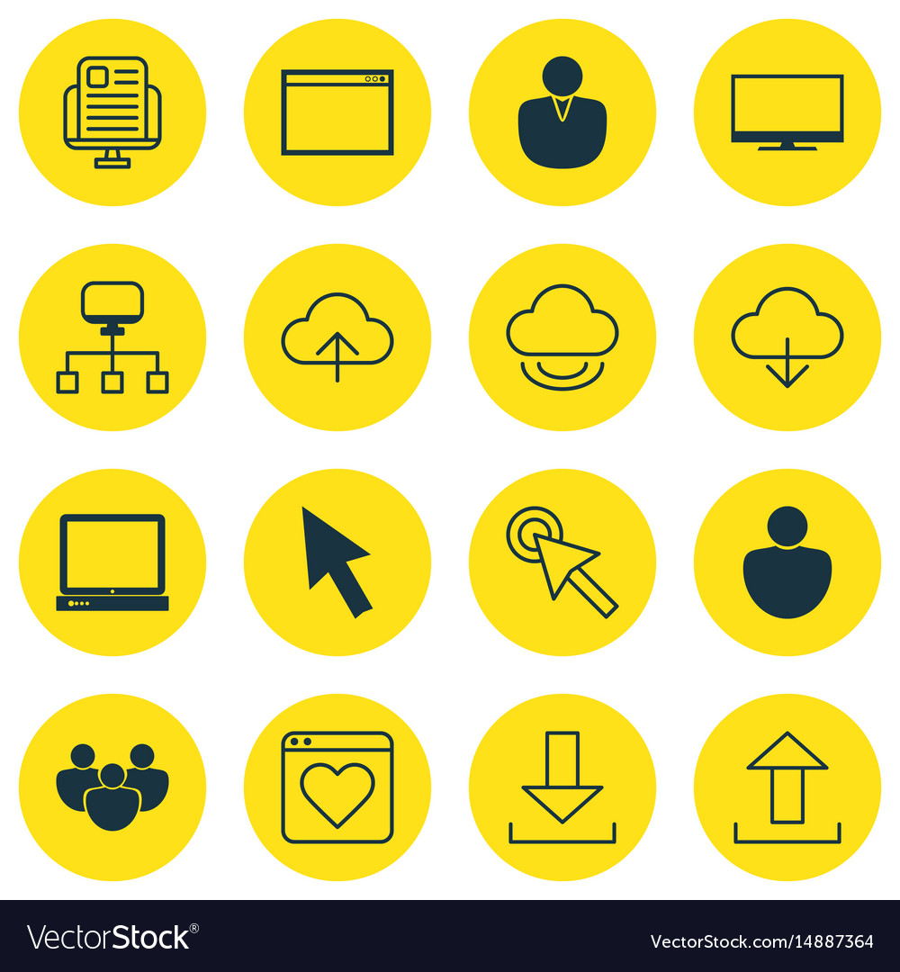Set of 16 internet icons includes virtual storage
