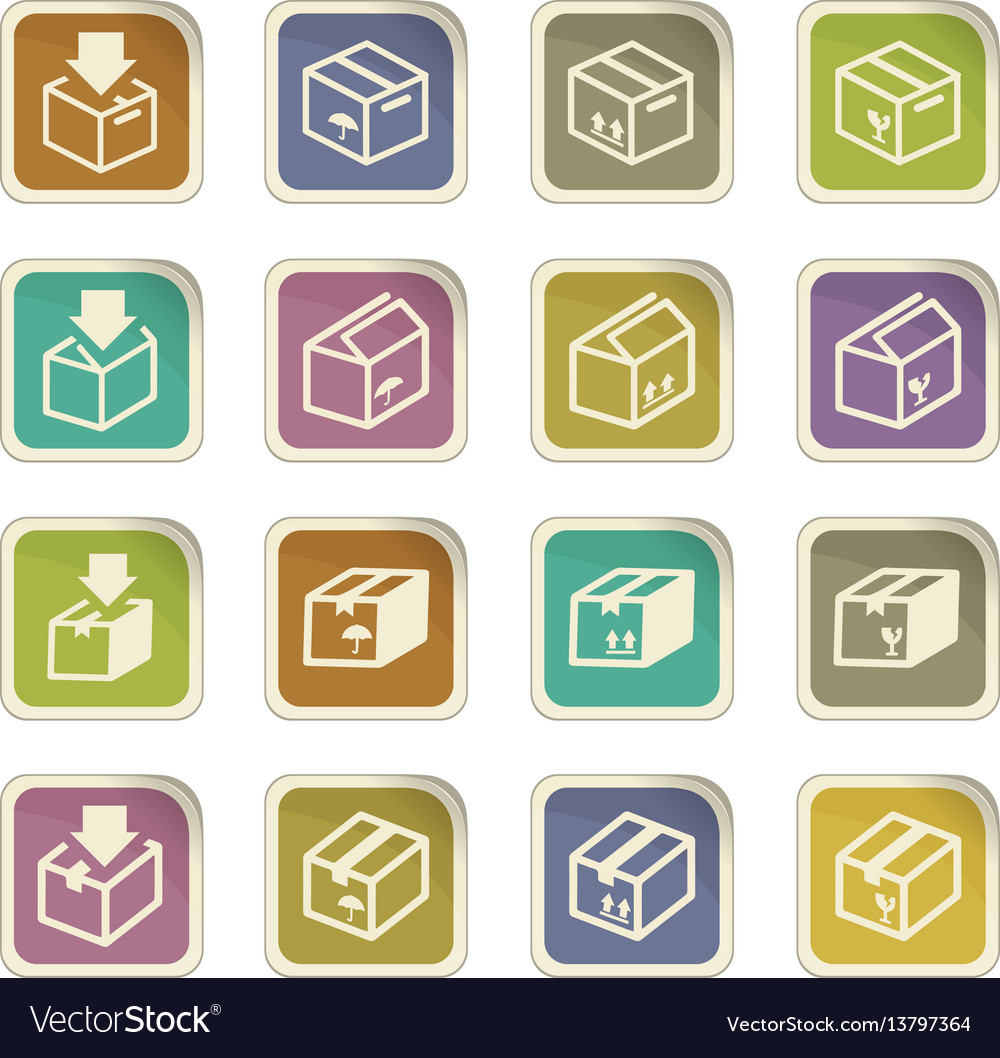 Simple icons set of box