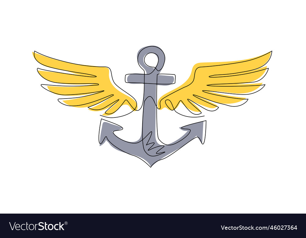 Single one line drawing summer ocean flying Vector Image Single one line drawing summer ocean flying