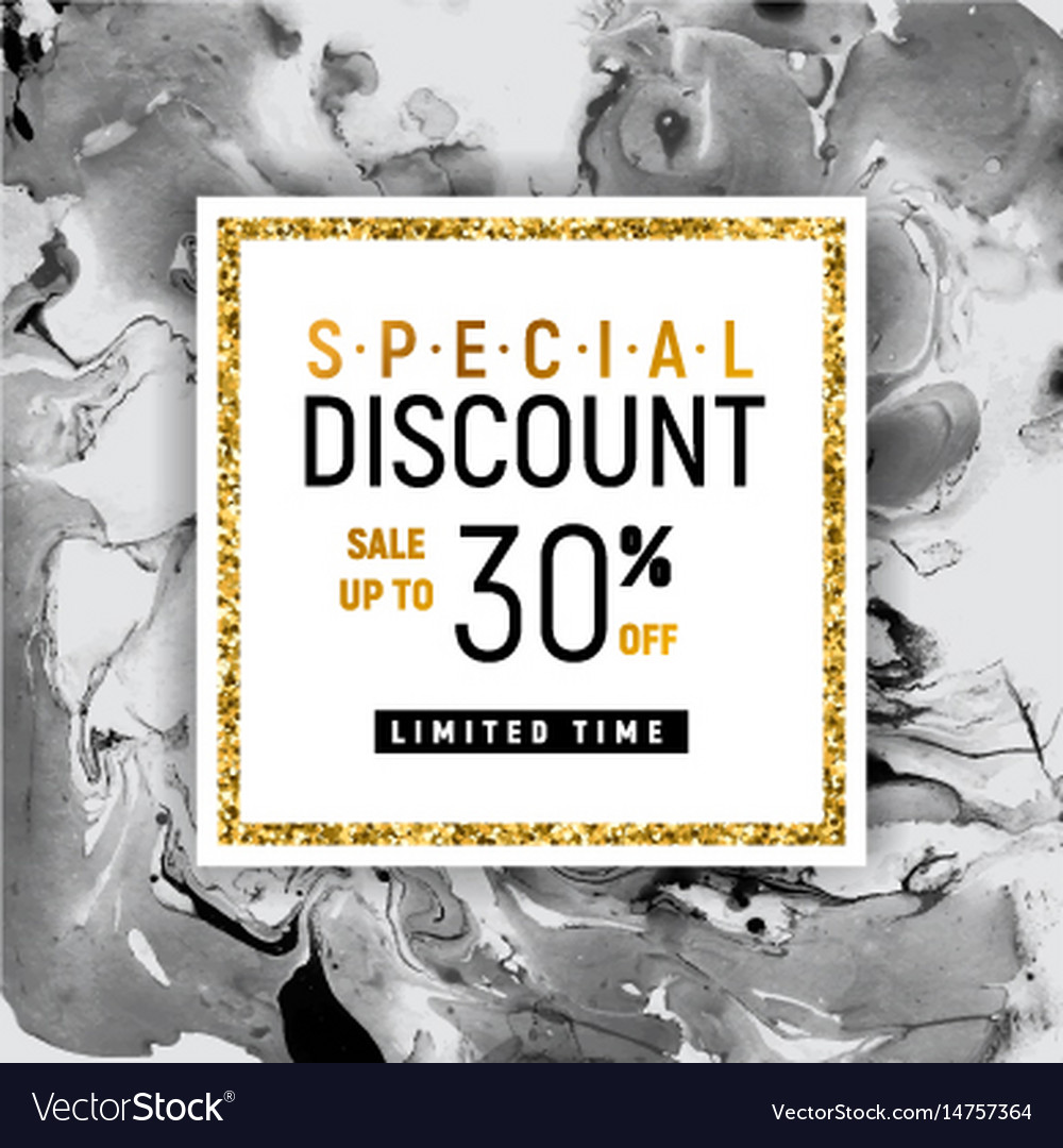 Special discount square golden banner template