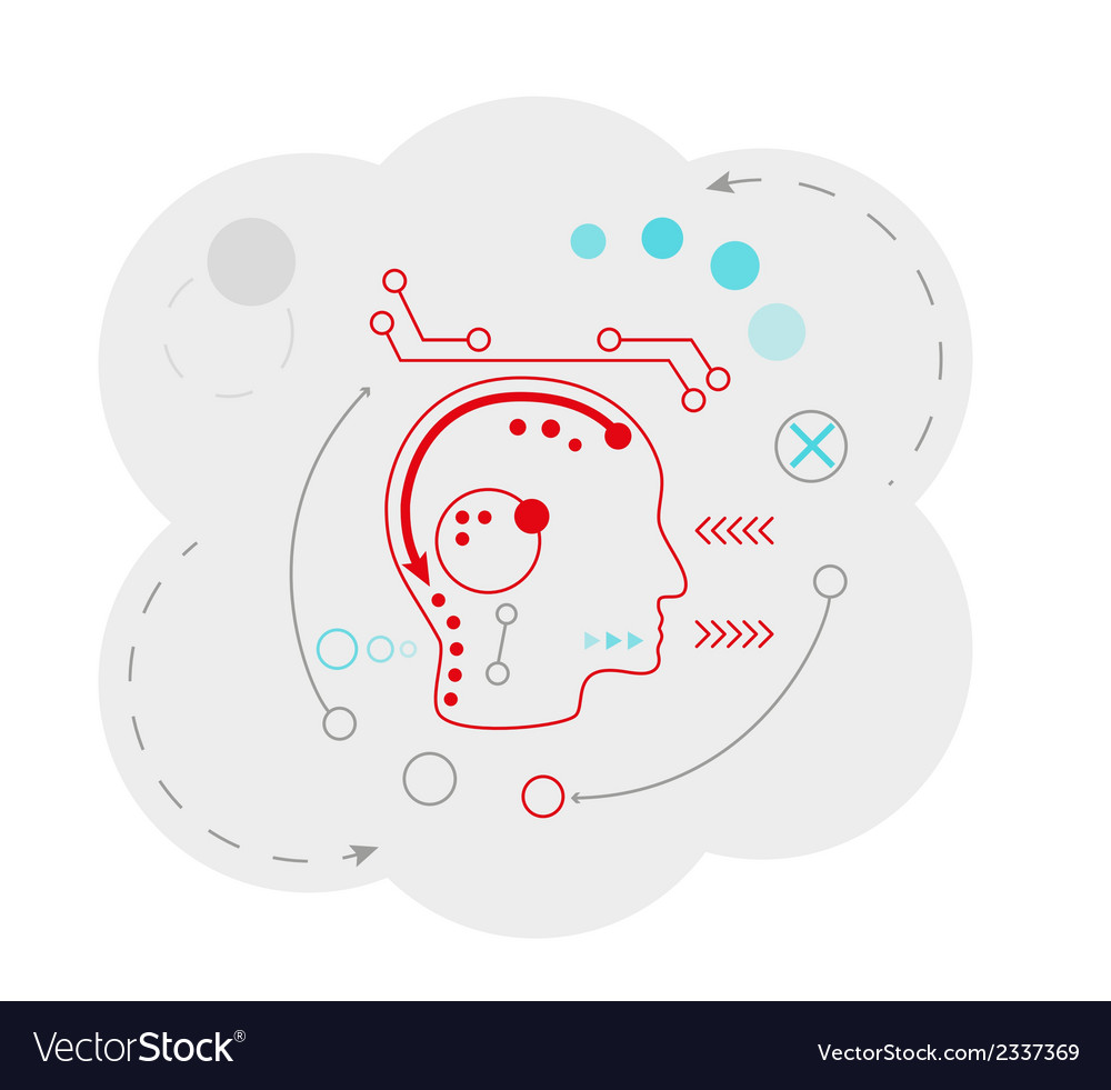 Abstract map of the cloud with head and lines