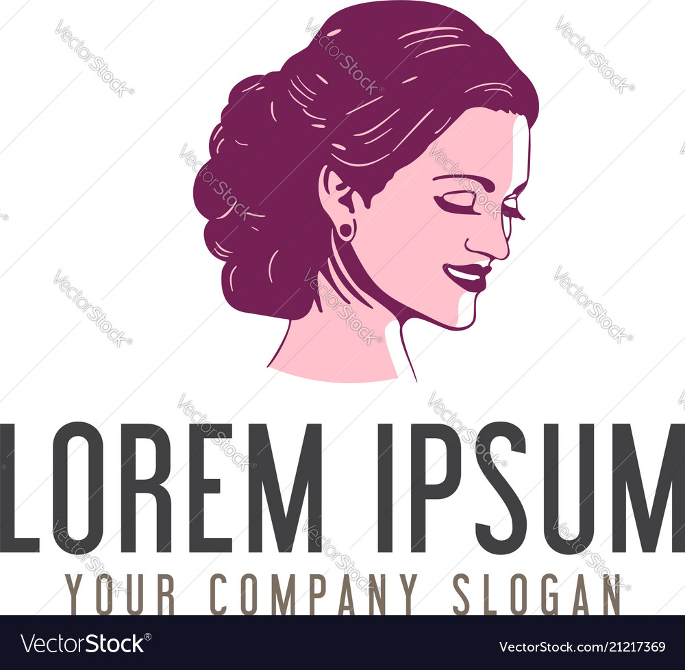 beauty woman face logo design concept template vector image