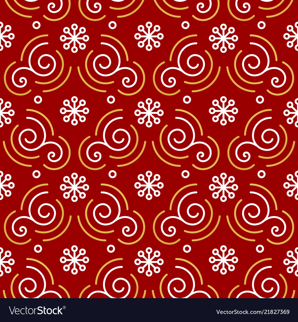 Christmas pattern seamless trendy line golden vector image Christmas pattern seamless trendy line golden