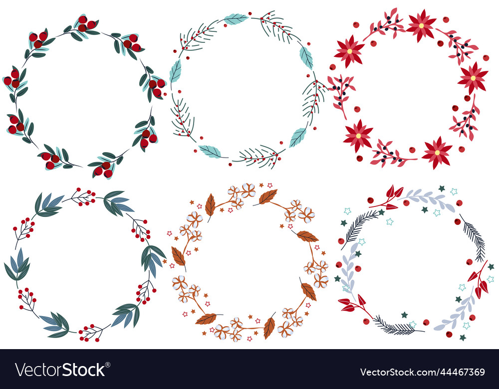 Colorful Christmas Wreath with Poinsettia