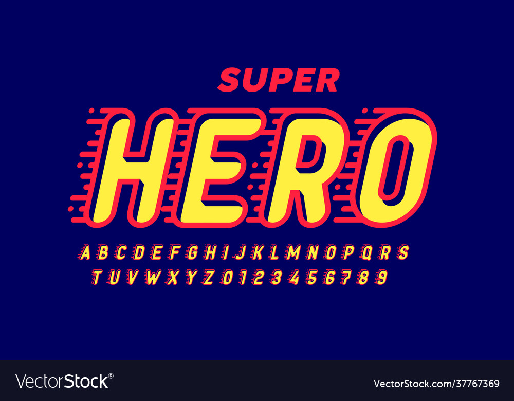 Comics super hero style font Royalty Free Vector Image