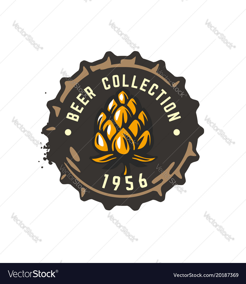 Craft beer bottle cap with hop Royalty Free Vector Image