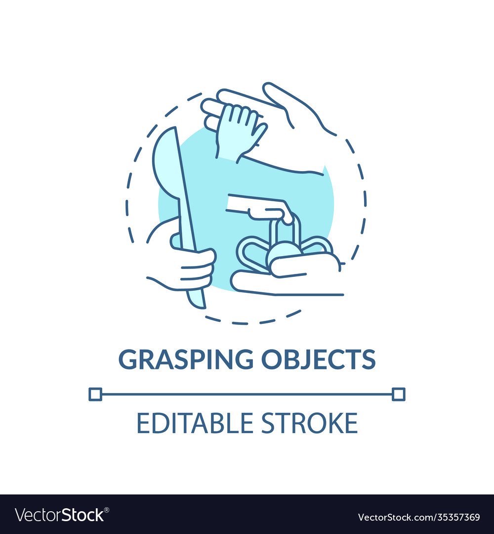 Grasping objects turquoise concept icon vector image Grasping objects turquoise concept icon