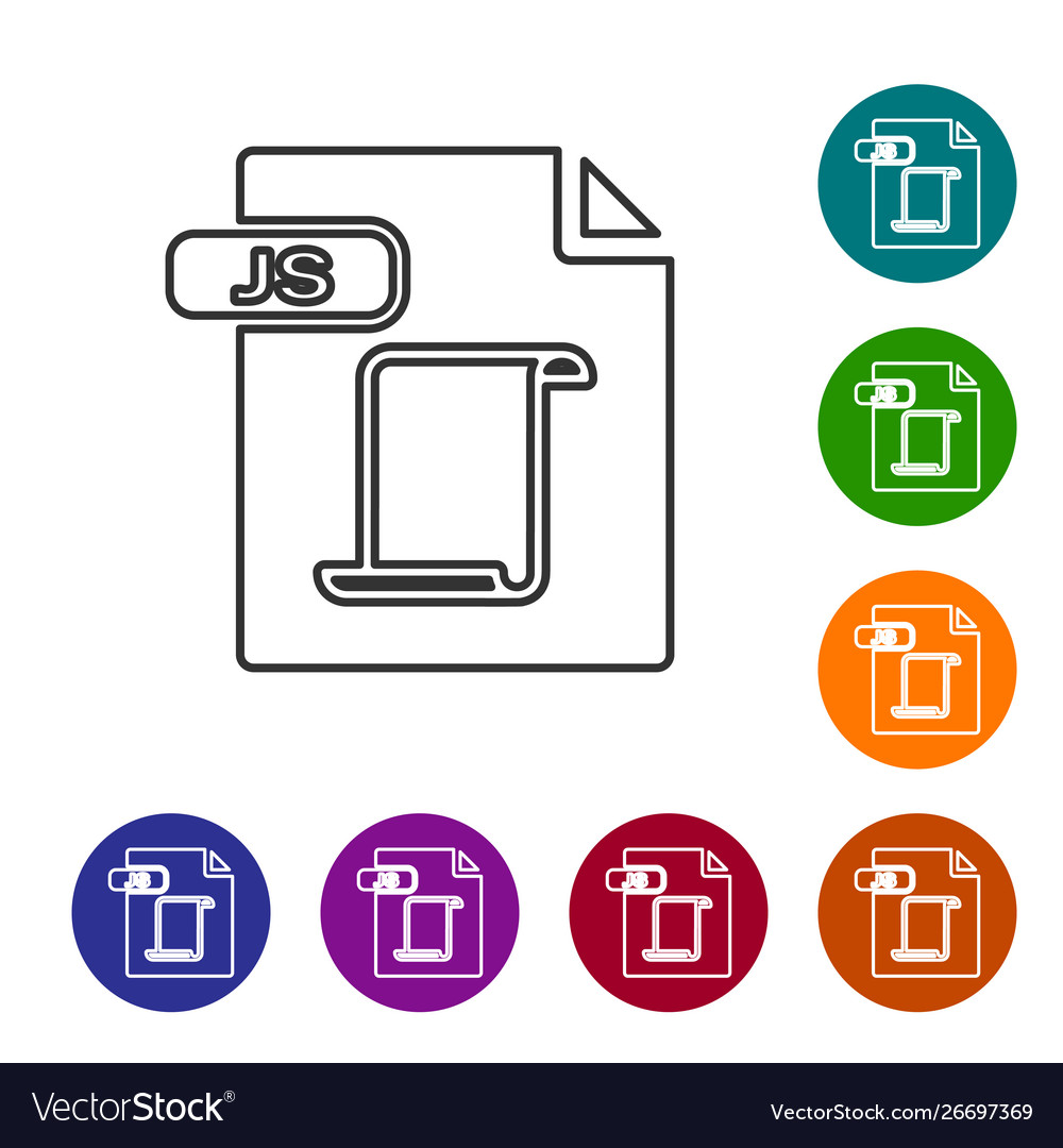Grey line js file document download button vector image Grey line js file document download button