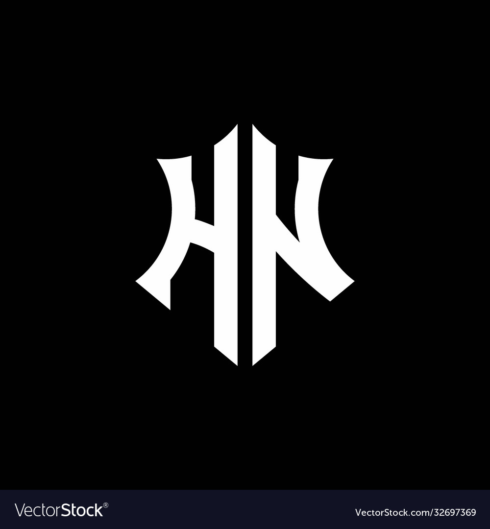 Hn monogram logo with a sharp shield style
