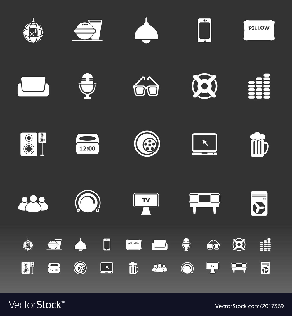 Home theater icons on gray background