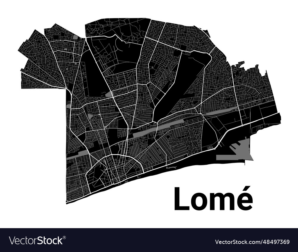 Lome City Map Capital Of Togo Municipal Royalty Free Vector