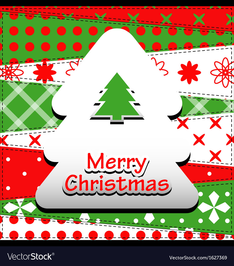Patchwork background with christmas tree