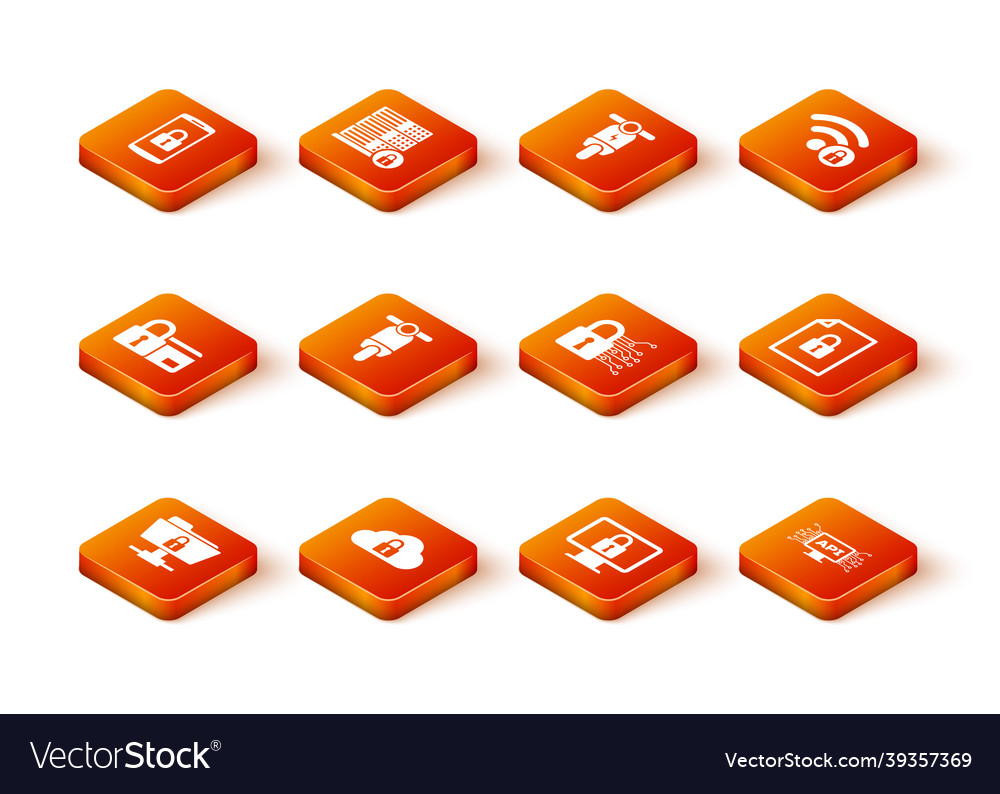Set ftp folder and lock cloud computing credit vector image Set ftp folder and lock cloud computing credit
