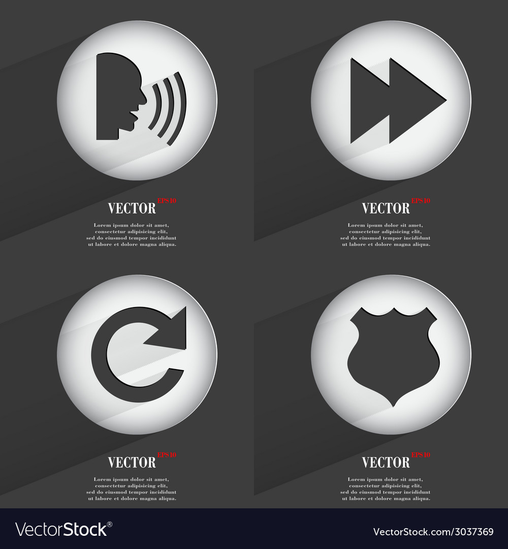 Set of 4 flat buttons icons with shadows