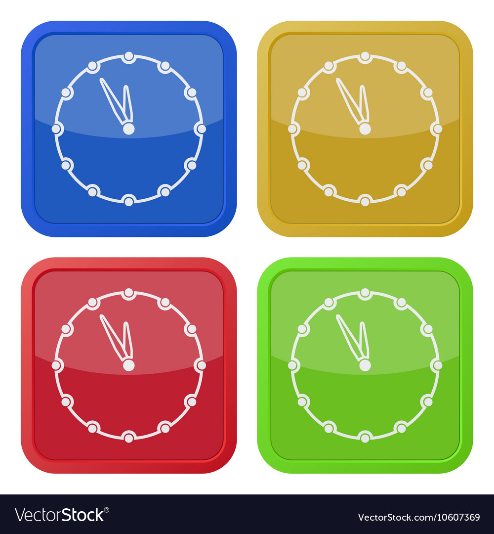 Set of four square icons with last minute clock