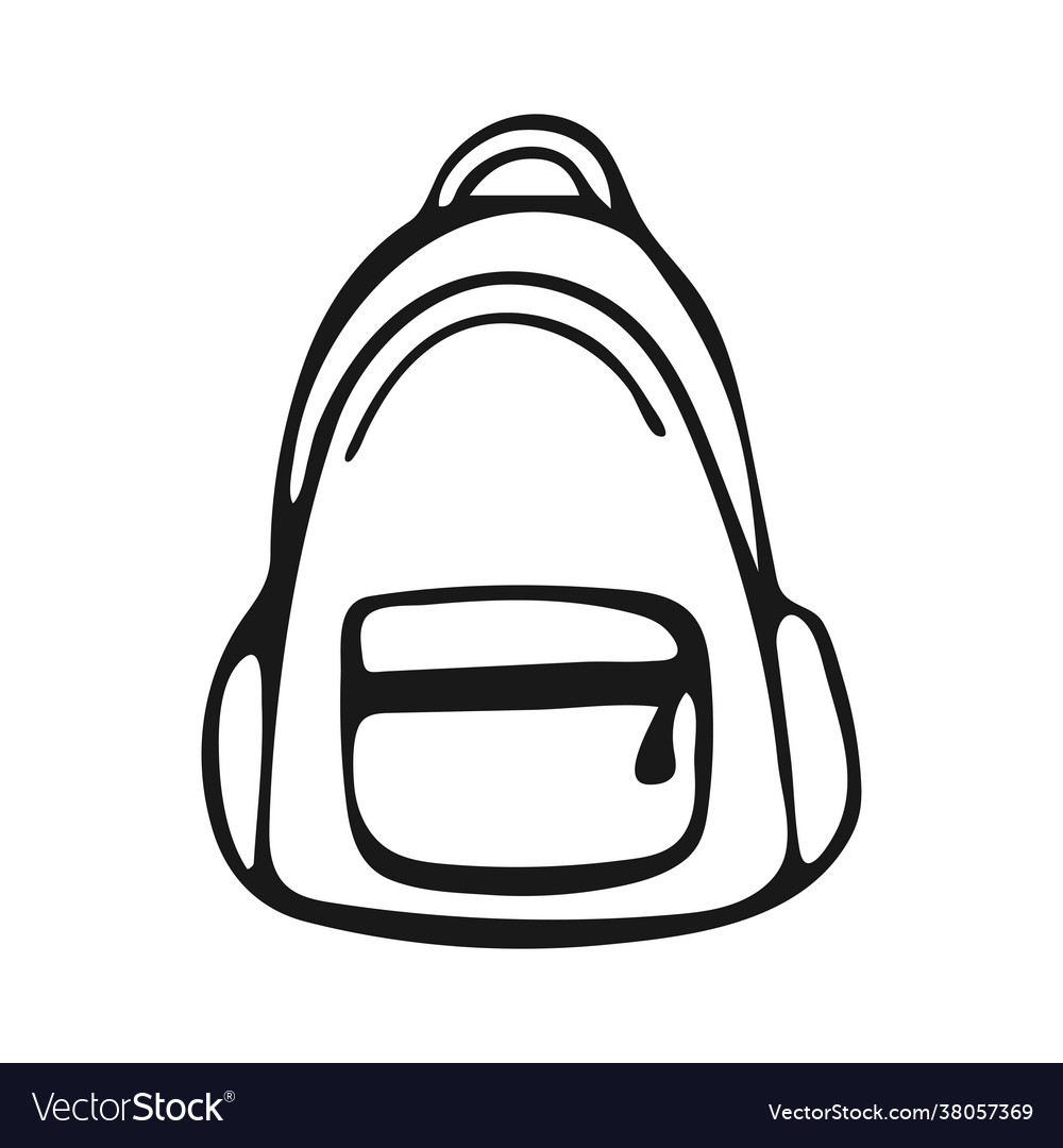 Single hand-drawn backpack isolated on white