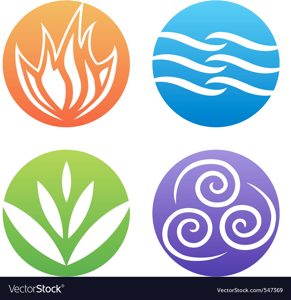 Symbols Four Elements Royalty Free Vector Image 1990