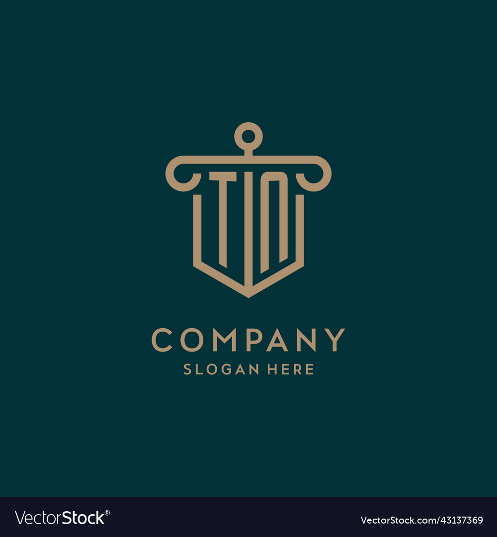 Tn monogram initial logo design with shield Vector Image Tn monogram initial logo design with shield