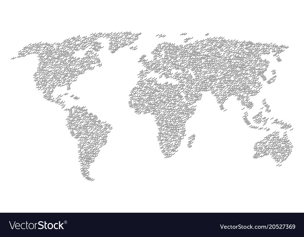 World map pattern of annelid worm items