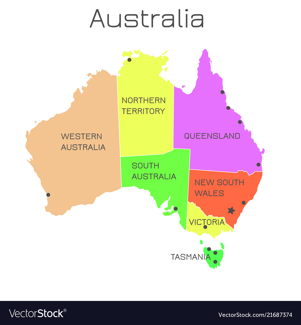 Australia Map States Colorful Royalty Free Vector Image   Australia Map States Colorful Vector 21687374 