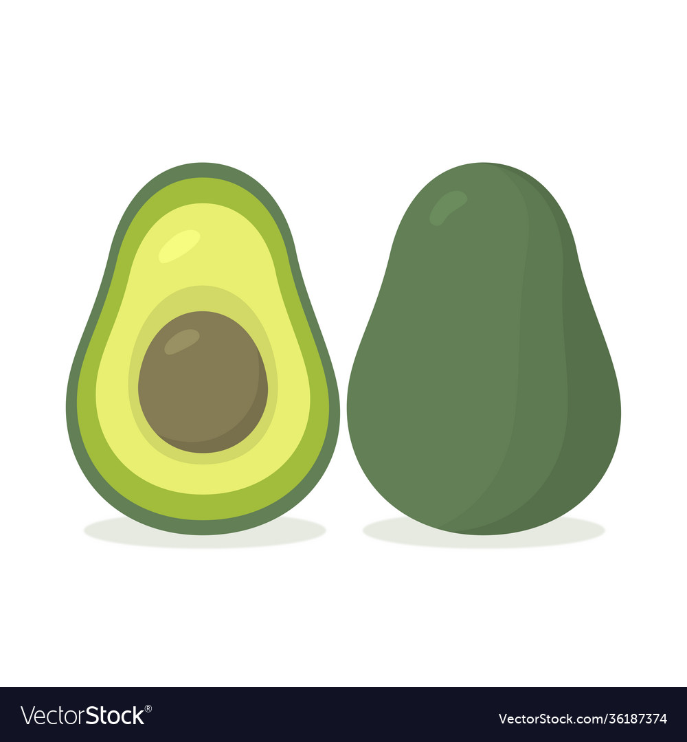 Avocado realistisch mit Schnitt isoliert Frucht-Ikone vector image Avocado realistisch mit Schnitt isoliert Frucht-Ikone
