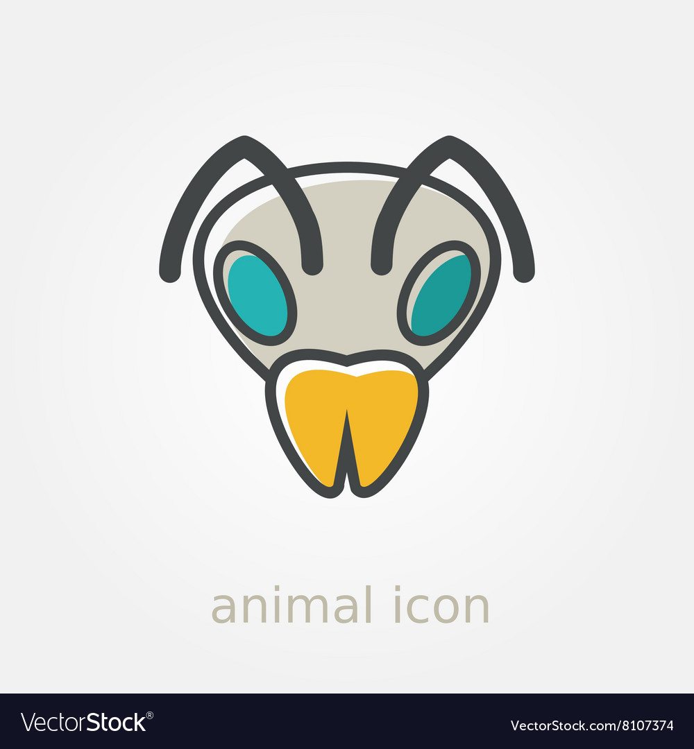 Bee flat icon animal head symbol