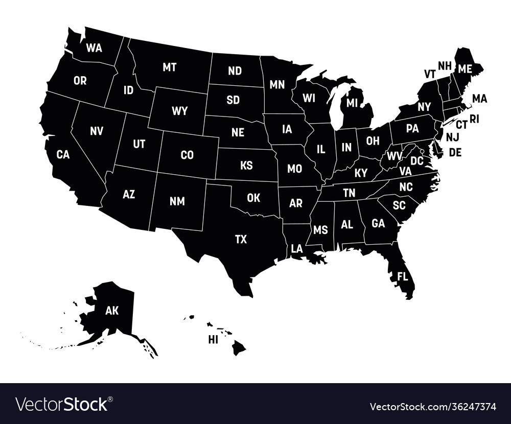 Black map usa Royalty Free Vector Image - VectorStock