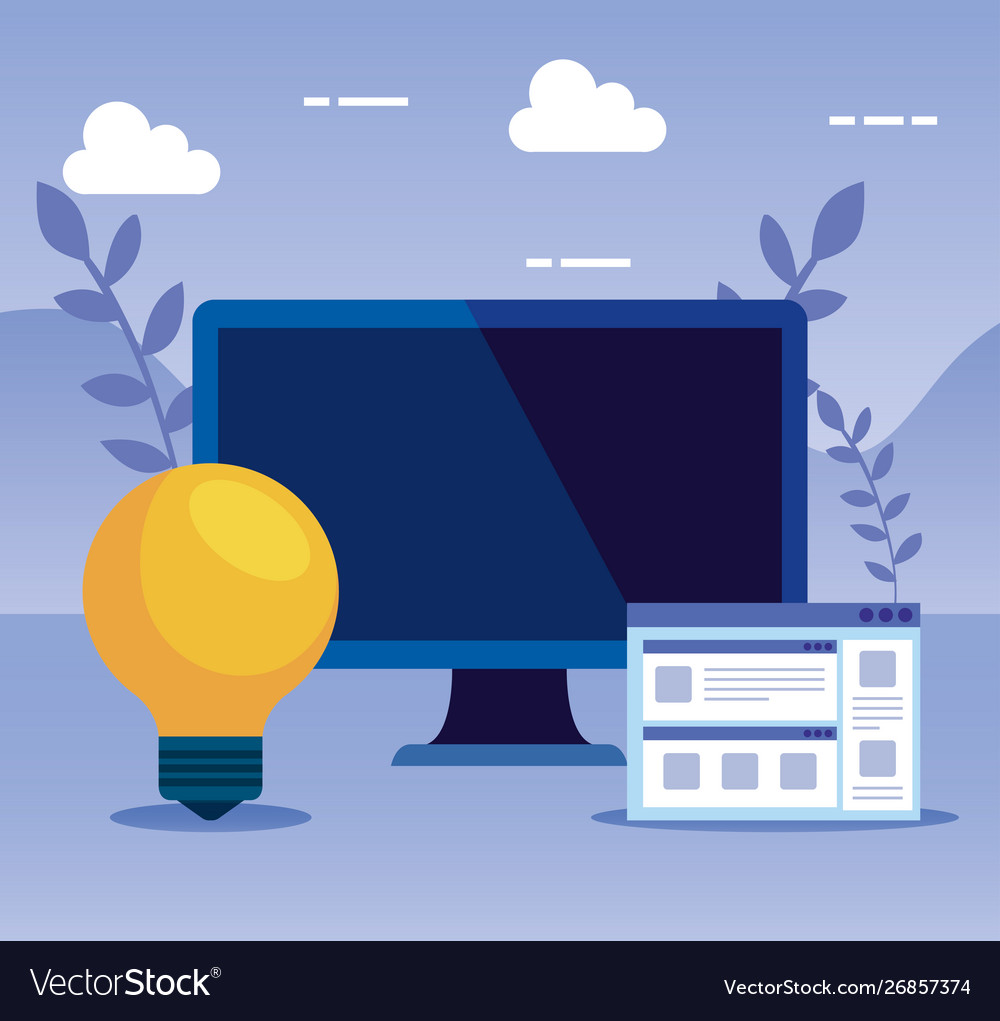 Computer technology with website and bulb idea