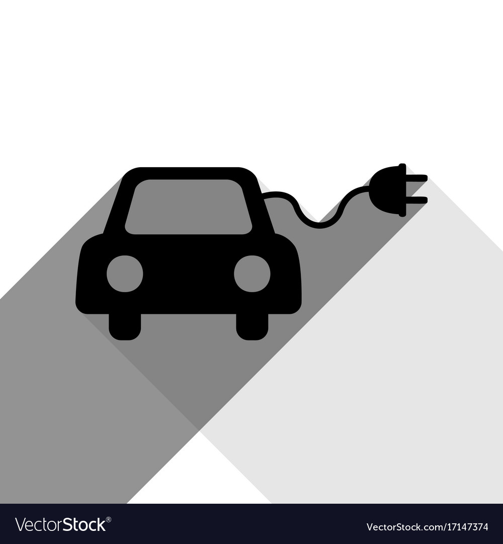 Eco electric car sign black icon with two