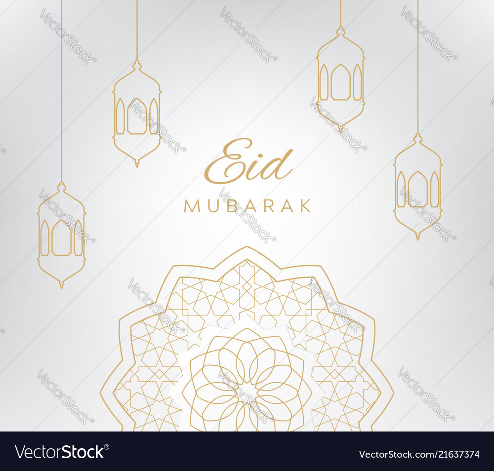 Eid mubarak Banner mit Linienstil