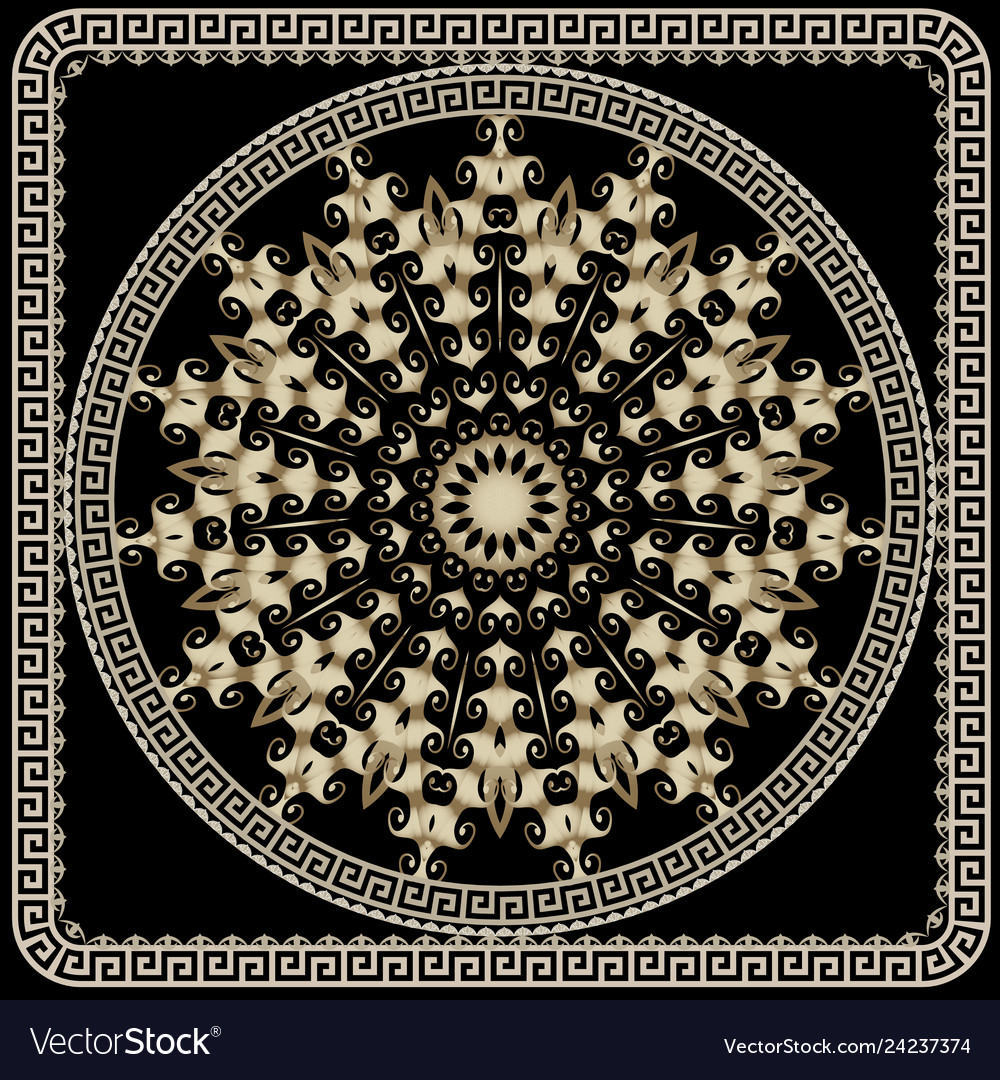 Greek ornamental round mandala pattern floral vector image Greek ornamental round mandala pattern floral