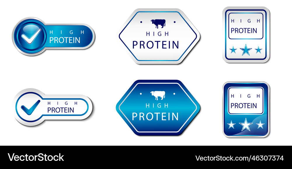 High protein label sticker with cow star Vector Image
