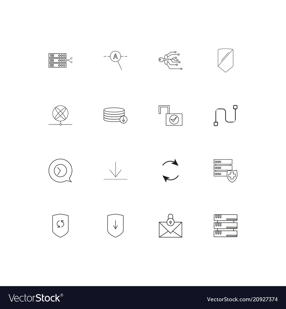 Internet security linear thin icons set outlined