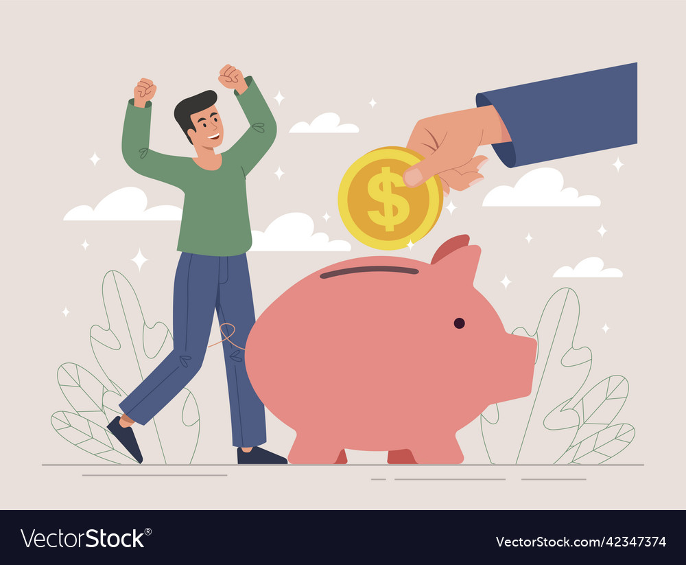 Man given coin vector image Man given coin