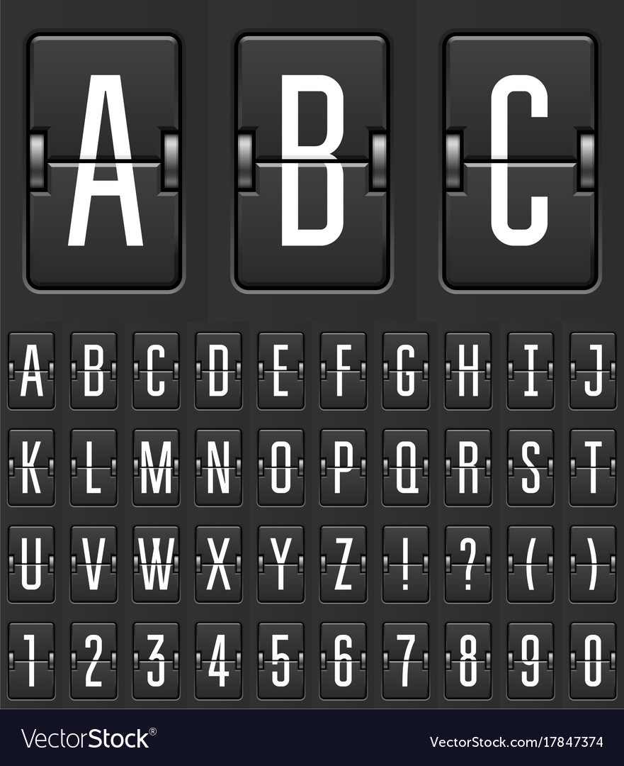 Mechanical countdown timer flip scoreboard Vector Image