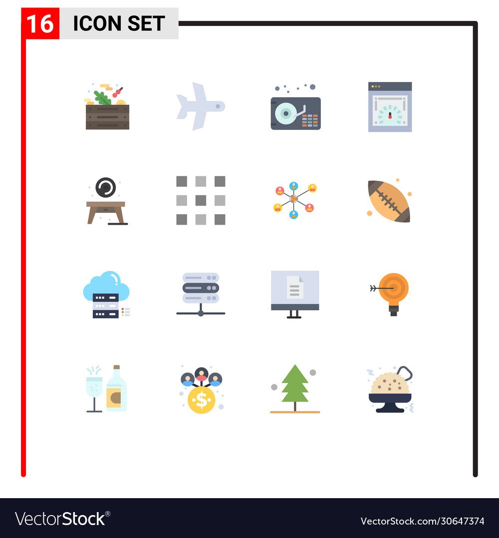 Modern set 16 flat colors pictograph table