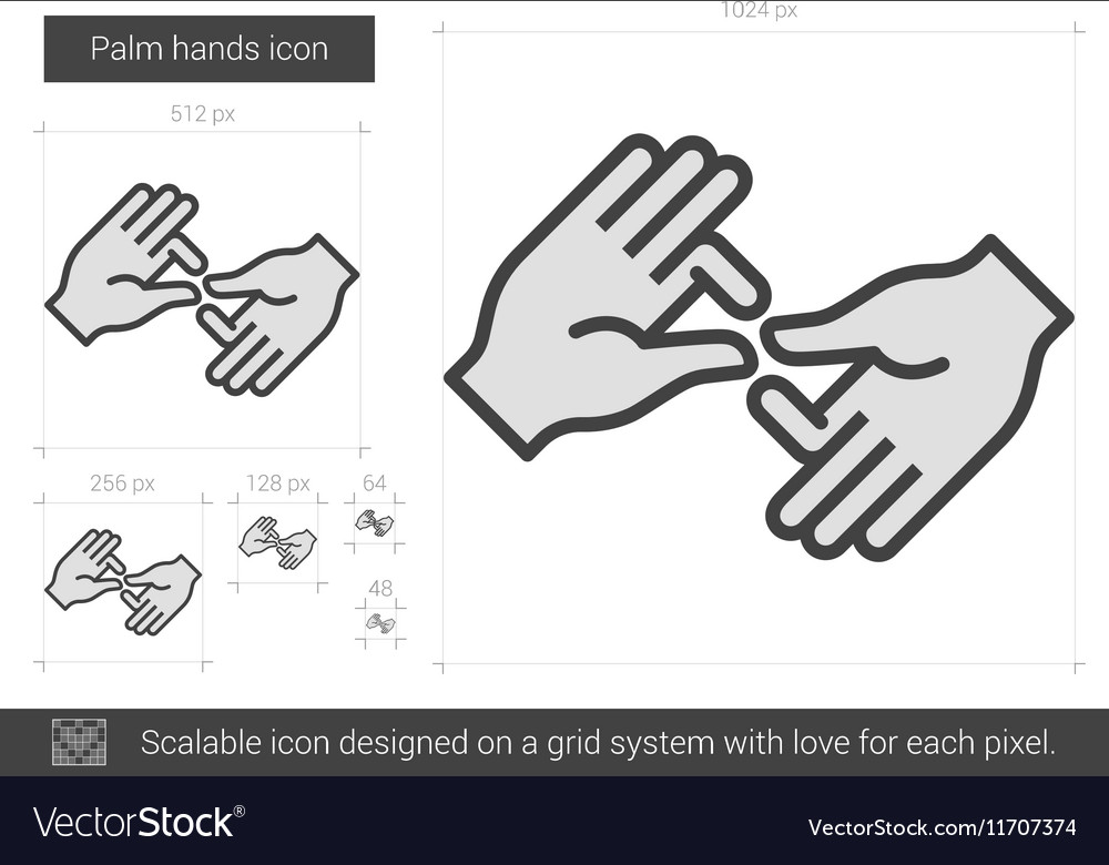 Palm hands line icon