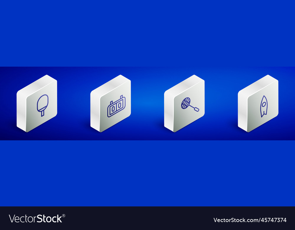 Set isometric line racket for playing table tennis vector image Set isometric line racket for playing table tennis