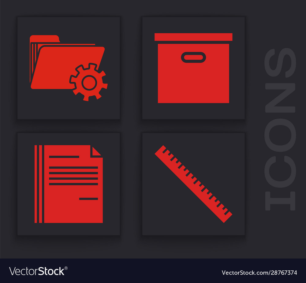 Set ruler folder settings with gears carton