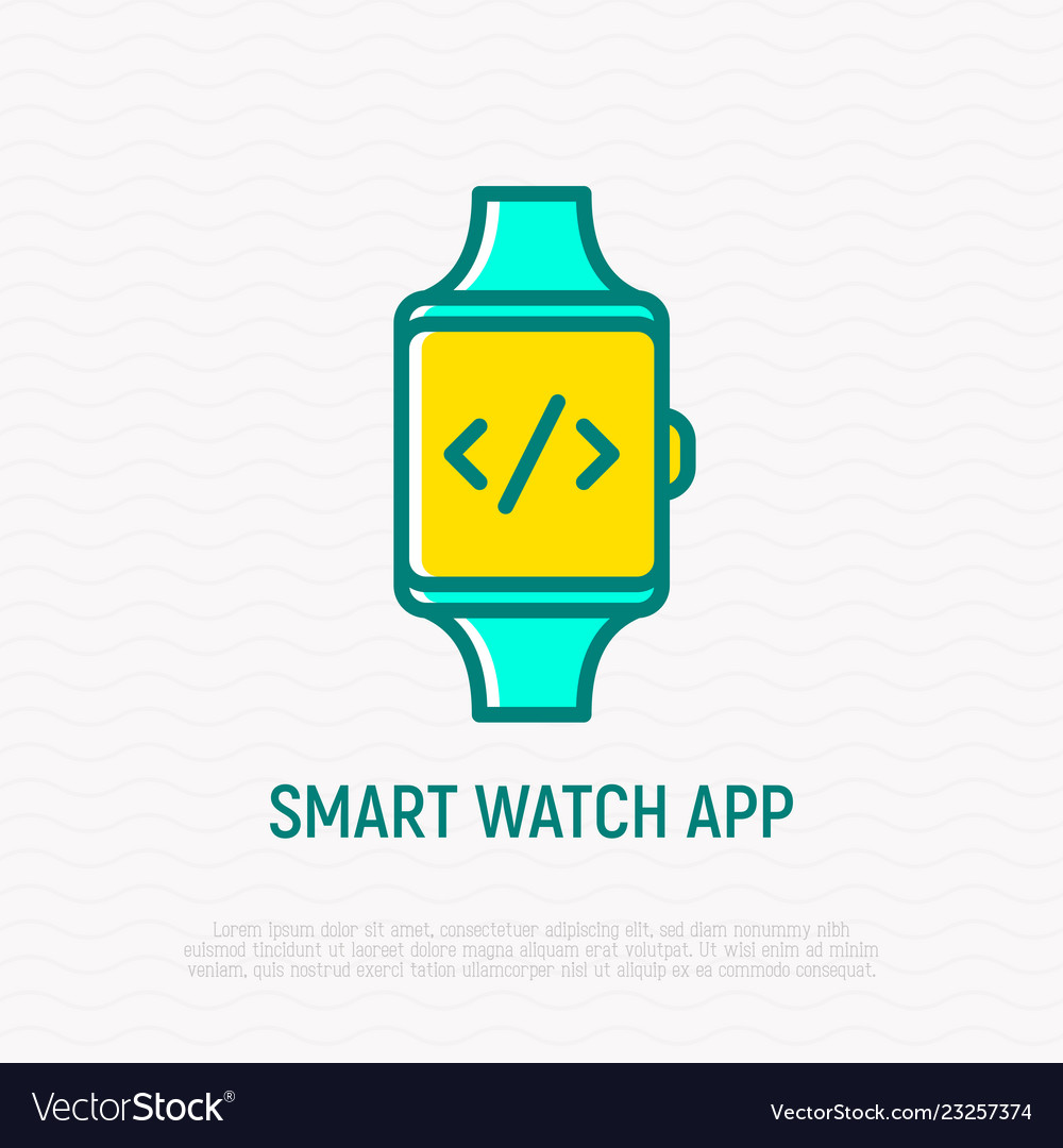 Smart watch app icon symbol coding on screen Vector Image