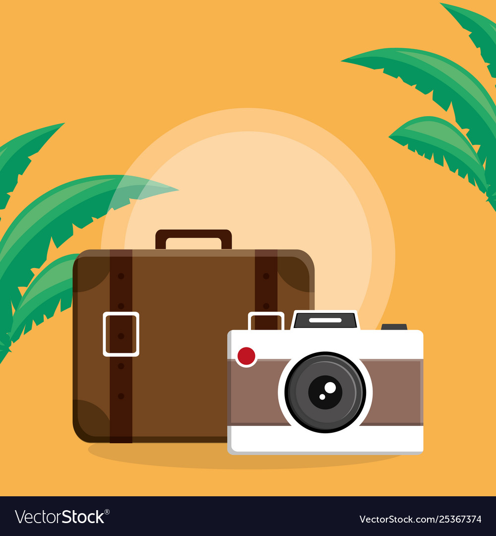 Suitcase travel with camera photographic