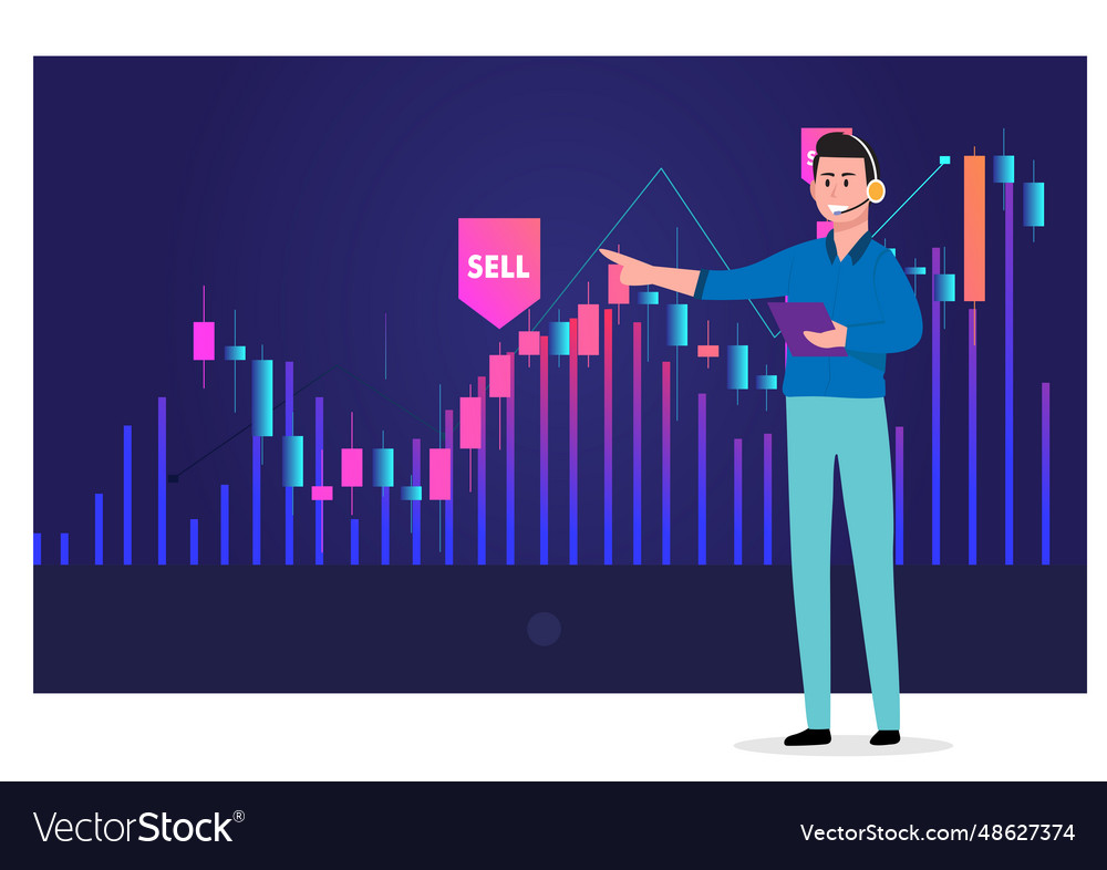 Technical analysis trader to analyze stock market Vector Image Technical analysis trader to analyze stock market
