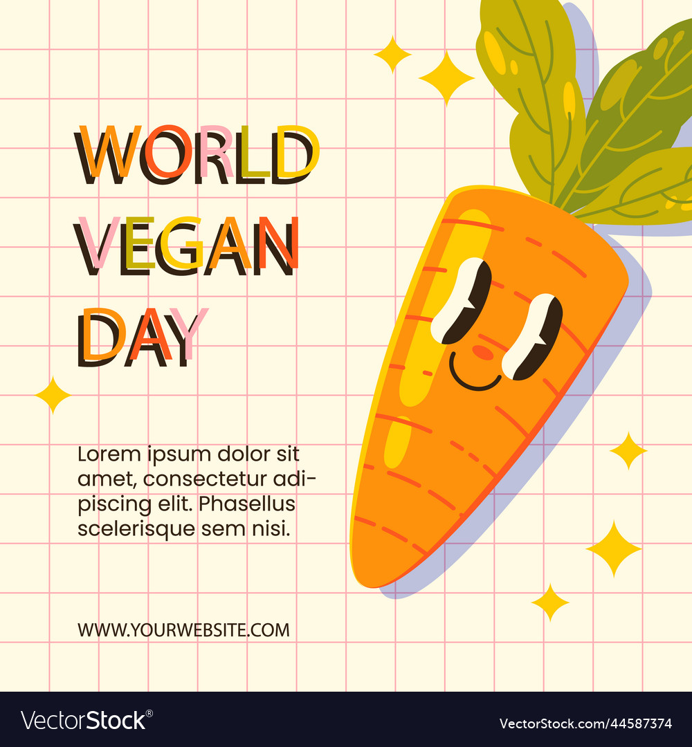 World vegan day posts set Vector Image World vegan day posts set