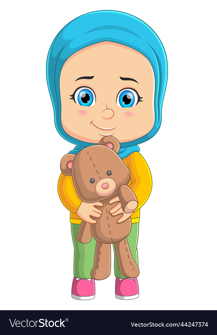 Junge Mädchen spielt mit der Teddybär Puppe
