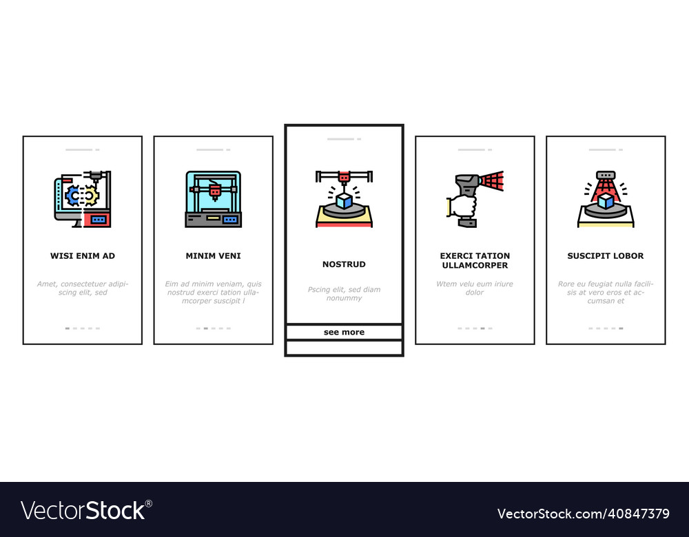 3d modelling software and device onboarding icons vector image 3d modelling software and device onboarding icons
