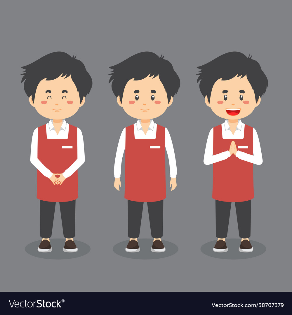 Barista coffee character with various expression