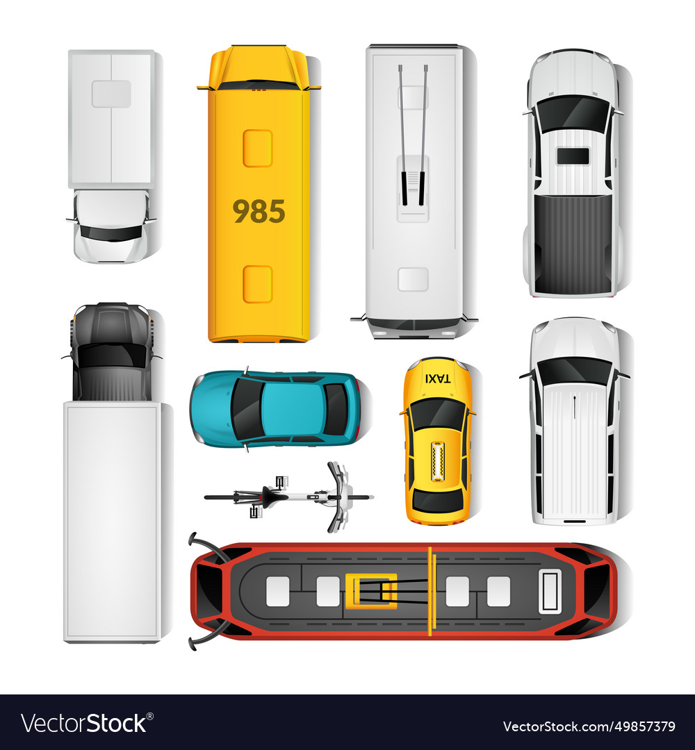 City transport top view set Royalty Free Vector Image