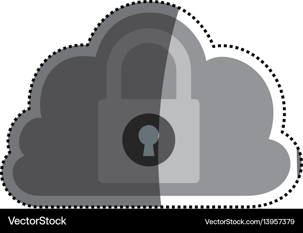 Cloud padlock security Royalty Free Vector Image